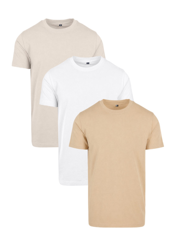 BASICO Regular Fit Tee 3-Pack | 3 bavlnené tričká za výhodnú cenu, White / Beige / Sand
