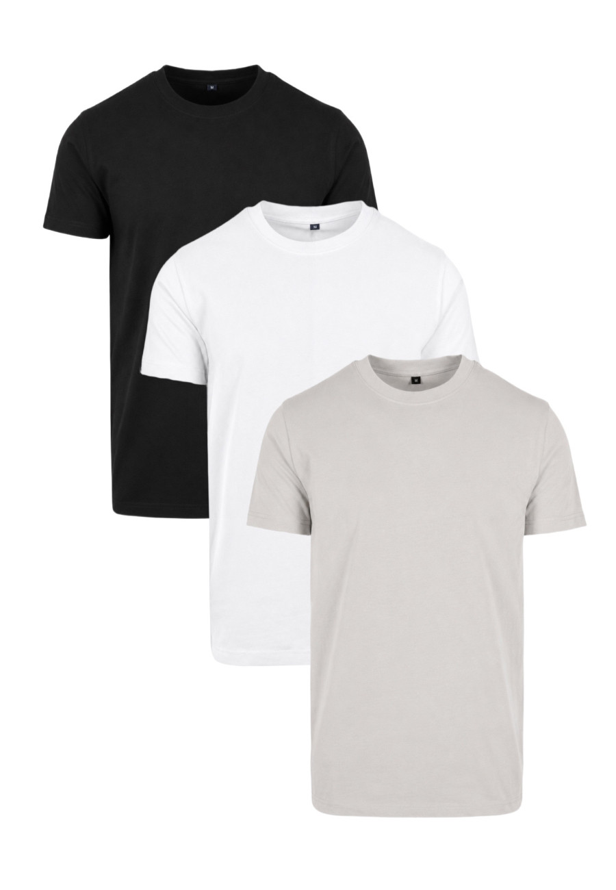 BASICO Regular Fit Tee 3-Pack | 3 bavlnené tričká za výhodnú cenu, Black / White / Light Asphalt