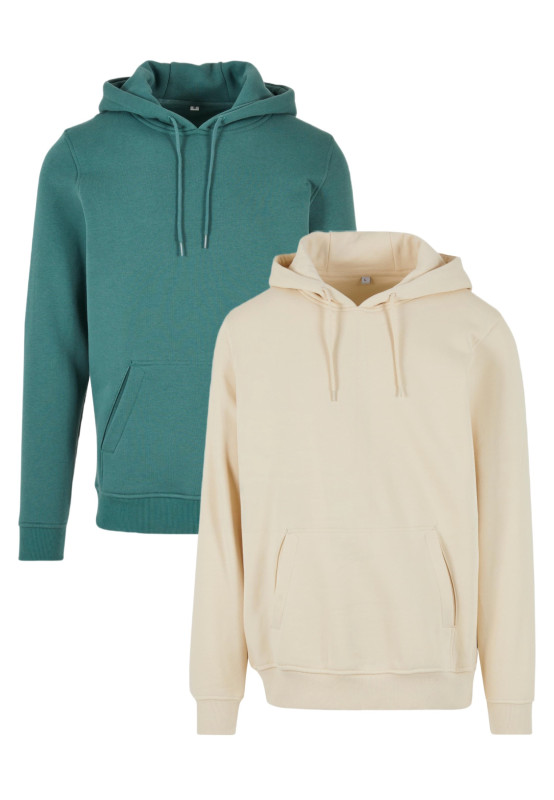 BASICO Hoodie Natural 2-Pack | 2 minimalistické mikiny s kapucňou, Pale Green / Sand