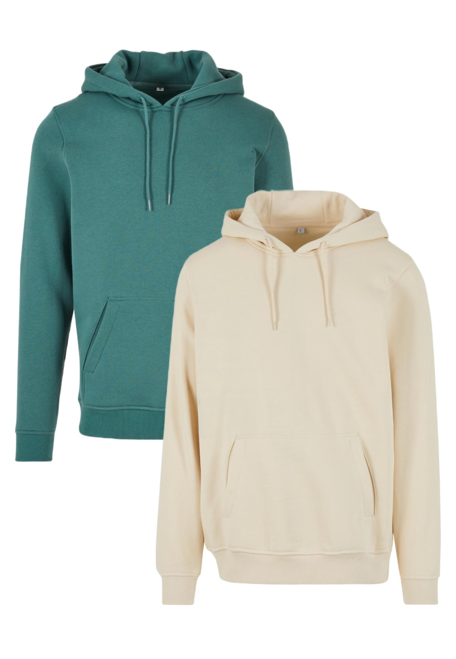 BASICO Hoodie Natural 2-Pack | 2 minimalistické mikiny s kapucňou, Pale Green / Sand