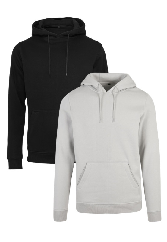BASICO Hoodie Core 2-Pack | 2 minimalistické mikiny s kapucňou, Black / Light Asphalt