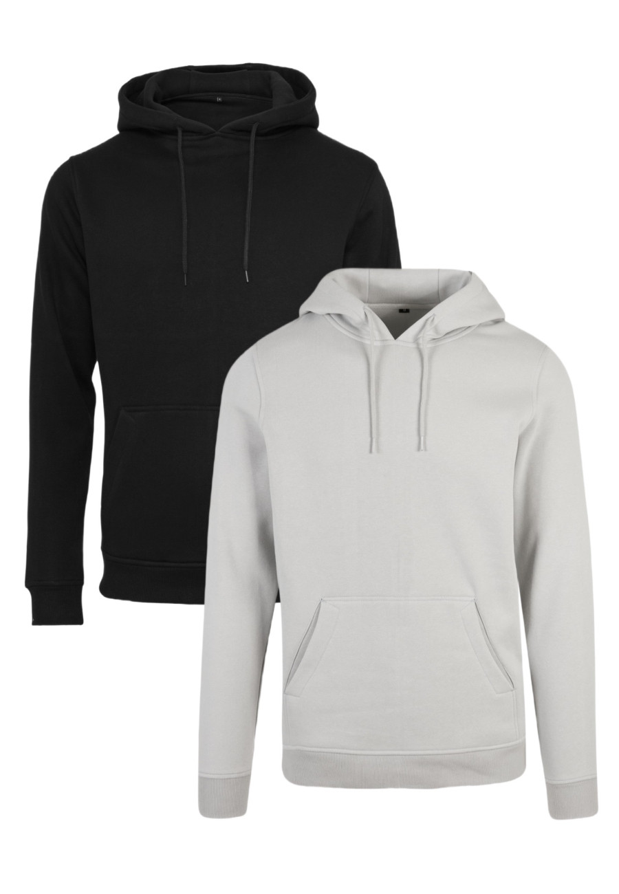 BASICO Hoodie Core 2-Pack | 2 minimalistické mikiny s kapucňou, Black / Light Asphalt