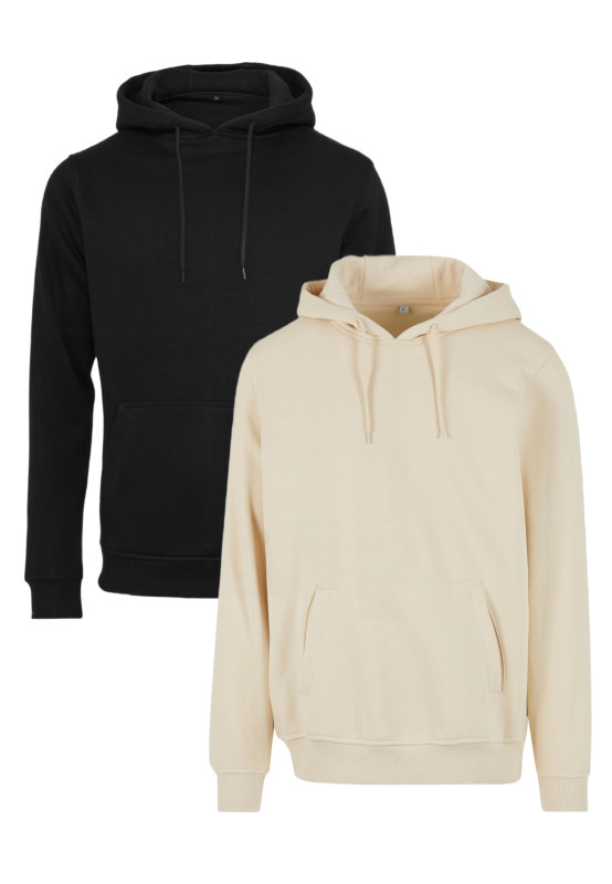 BASICO Hoodie 2-Pack | 2 minimalistické mikiny s kapucňou, Black / Sand