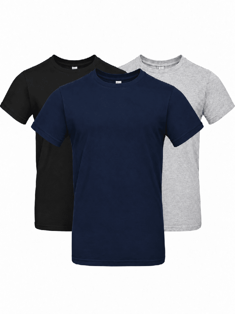 Pánsky 3-pack tričiek Black Navy Sport Grey BASICO