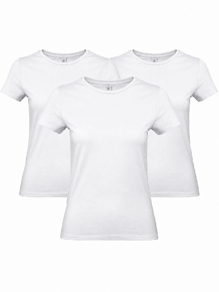 3-pack dámskych bielych tričiek 185 g | BASICO