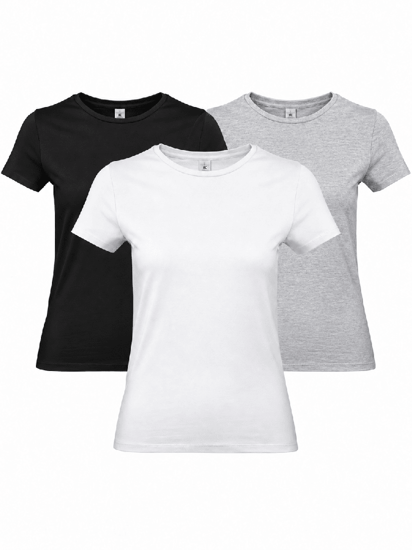 Dámsky 3-pack tričiek Black White Sport Grey BASICO