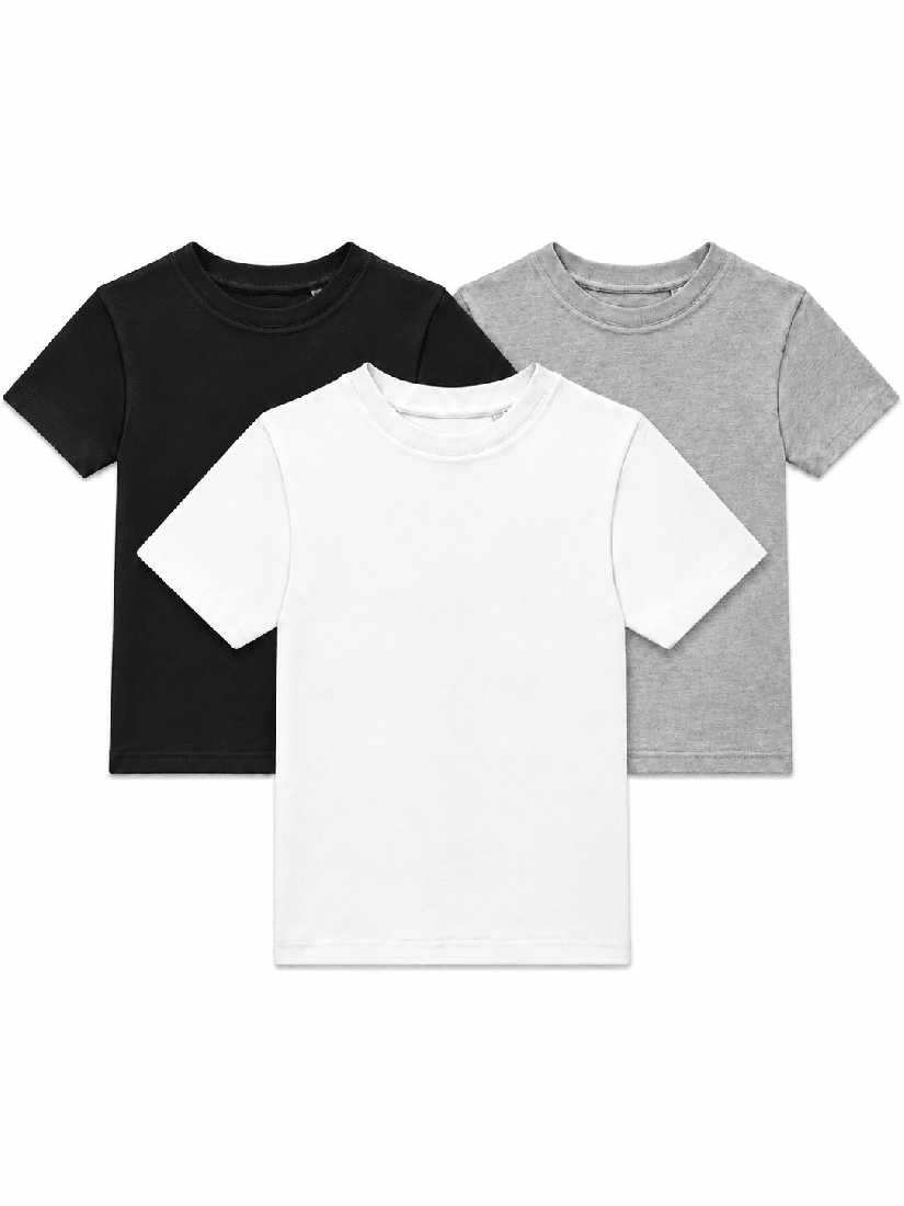 Detský 3-pack tričiek Black White Sport Grey BASICO